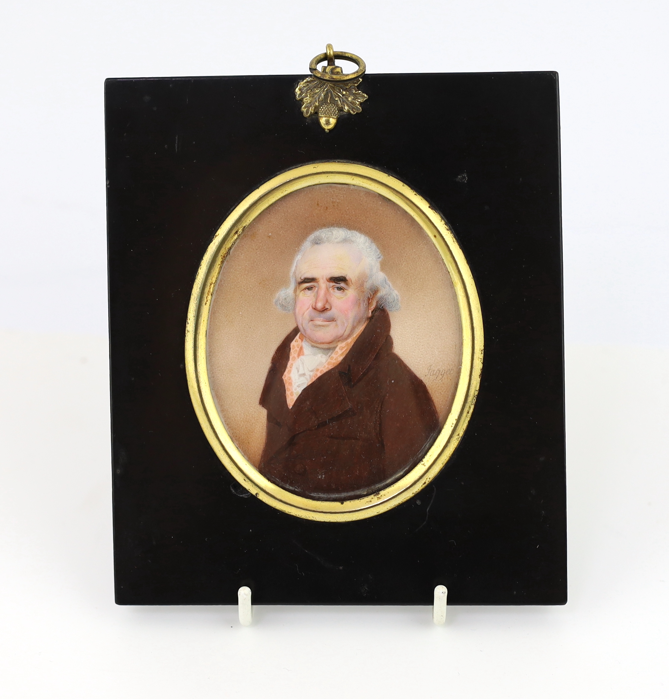 Charles Jagger (English, 1770-1827), Portrait miniature of a gentleman, watercolour on ivory, 8.5 x 6.8cm. CITES Submission reference JJRP2YU9